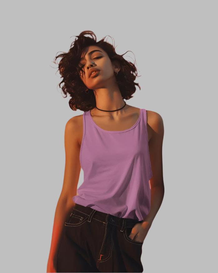 Women's Solid pink colour Tank Top