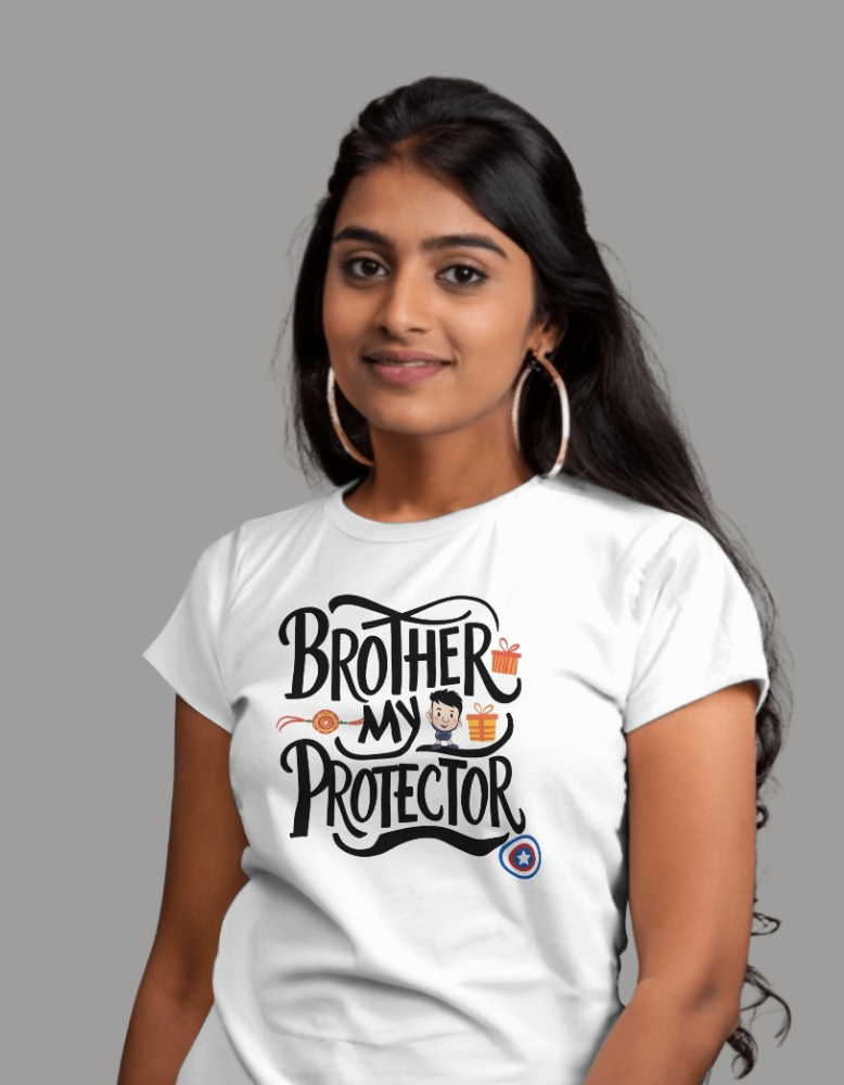 Women's Brother my protector White Colour T-shirt