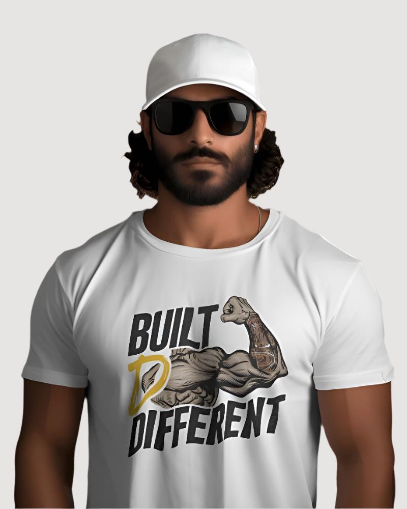 Men's Built Different White colour  T-shirt