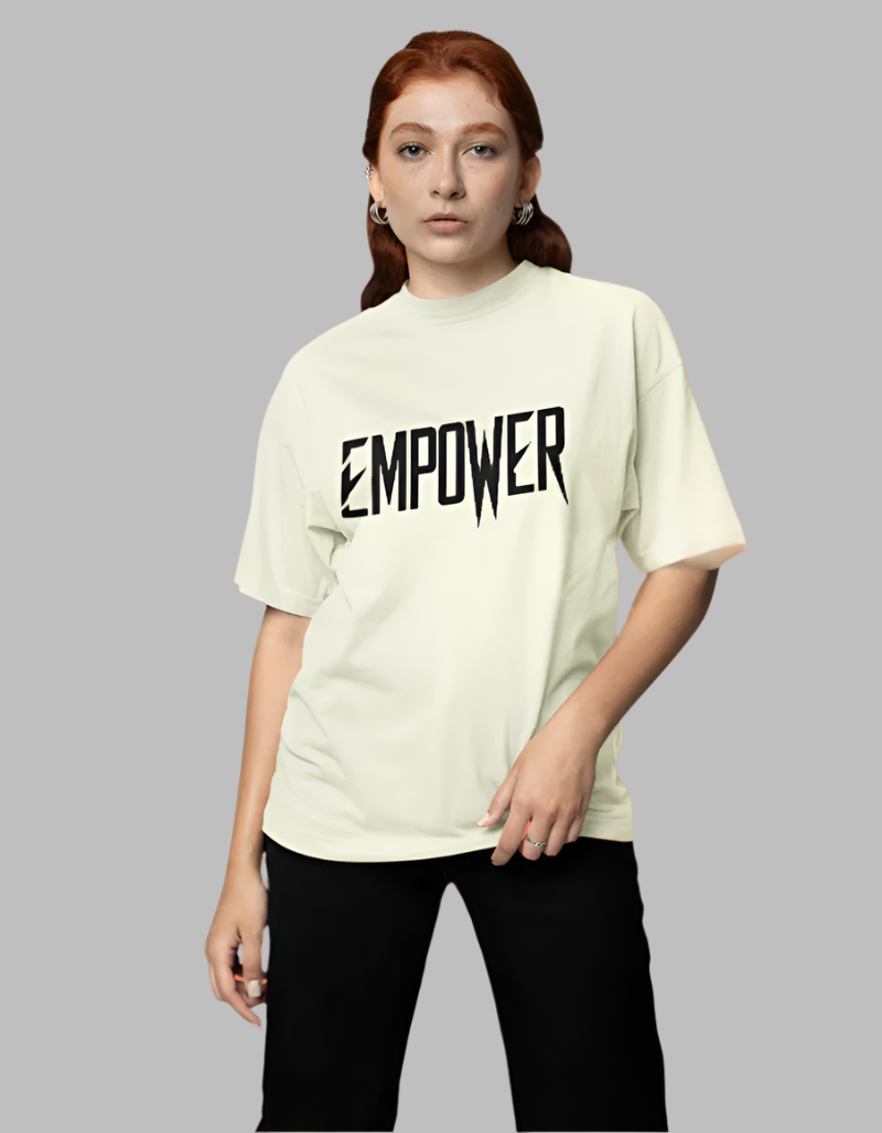 Women's Empower Beige Colour Oversized T-shirt 