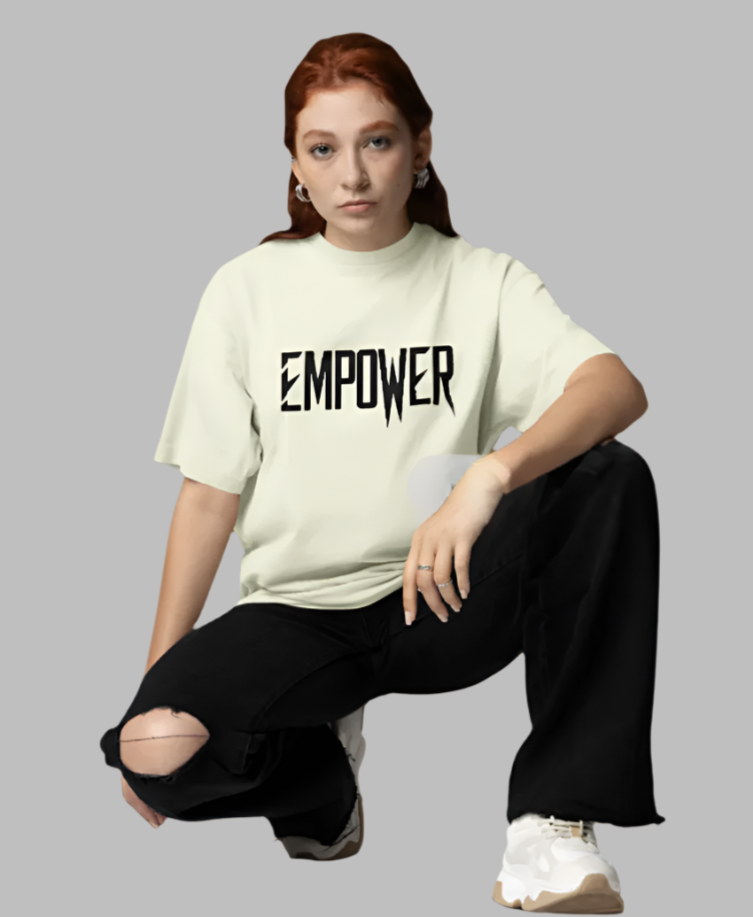 Women's Empower Beige Colour Oversized T-shirt 