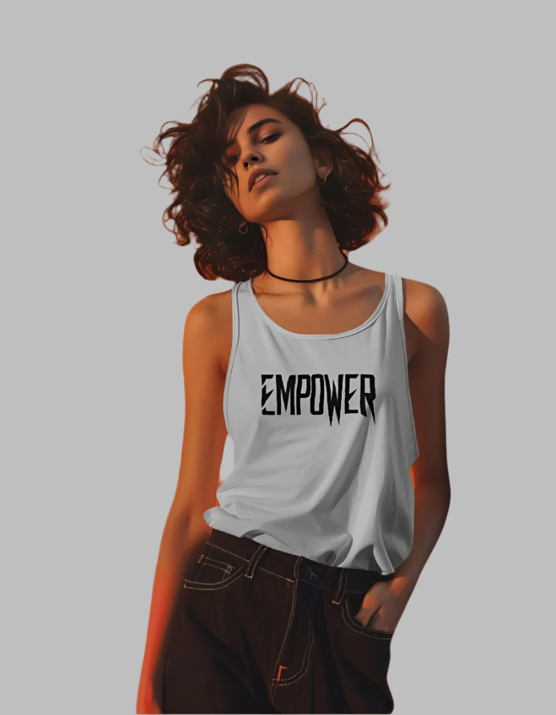 Women's Empower white colour Tank top