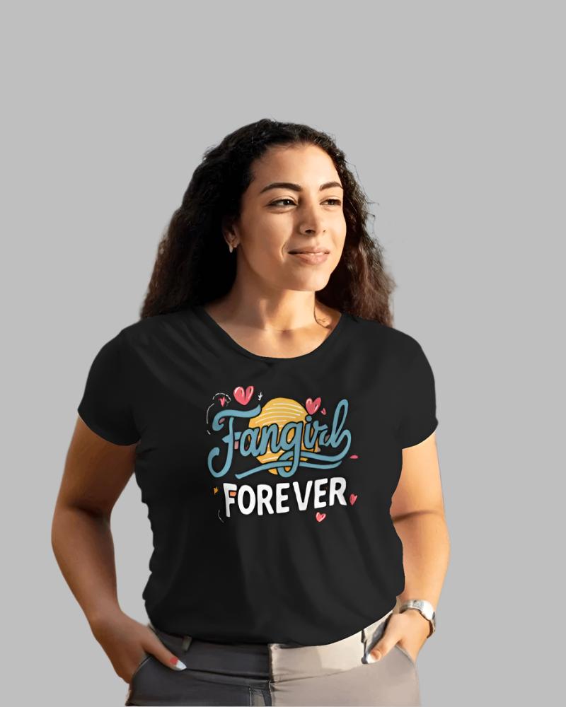 Fangirl Forever Black Graphic T-shirt for  Women