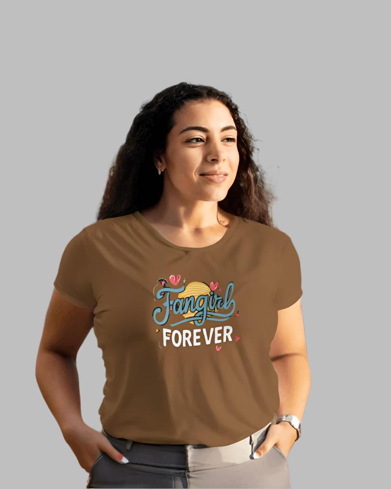 Women's Fangirl Forever Brown colour T-shirt 