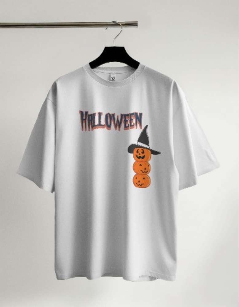 Halloween Special Unisex  White colour Oversized T-shirt