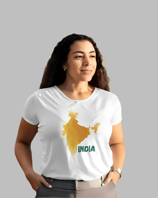 White colour India design women's t-shirt