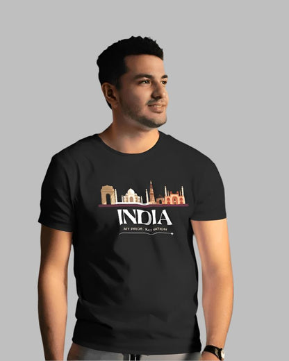 Men's India black colour festive t-shirt