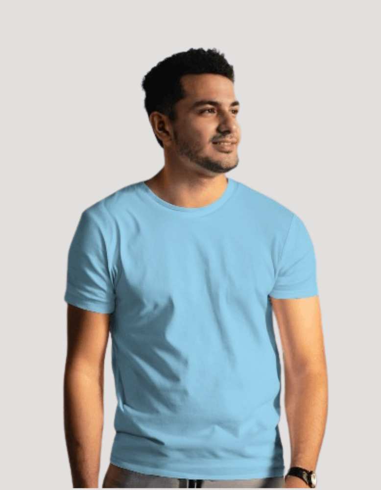 Men's Baby Blue Colour  Solid tshirt