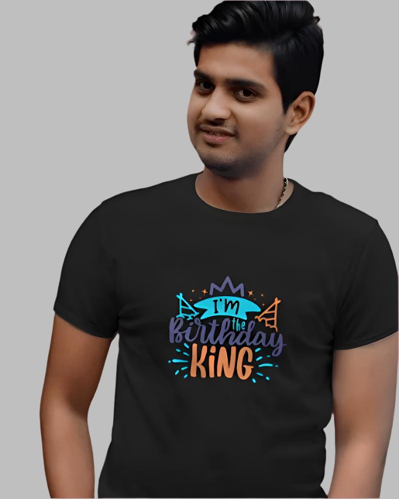 Men's Birthday king Black colour T-shirt 