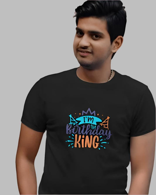 Men's Birthday king Black colour T-shirt 