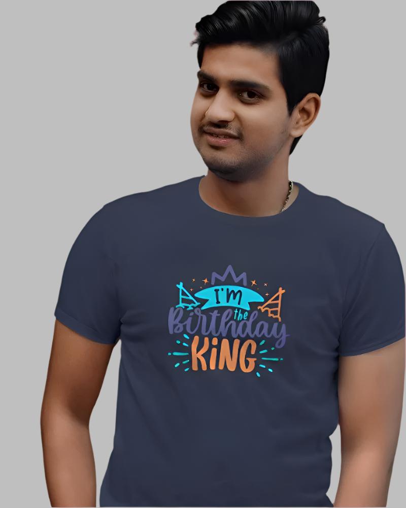 Men's Birthday king Blue colour T-shirt 