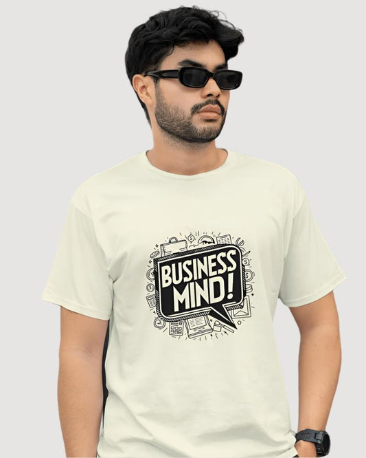 Men's Business mind Beige Colour T-shirt