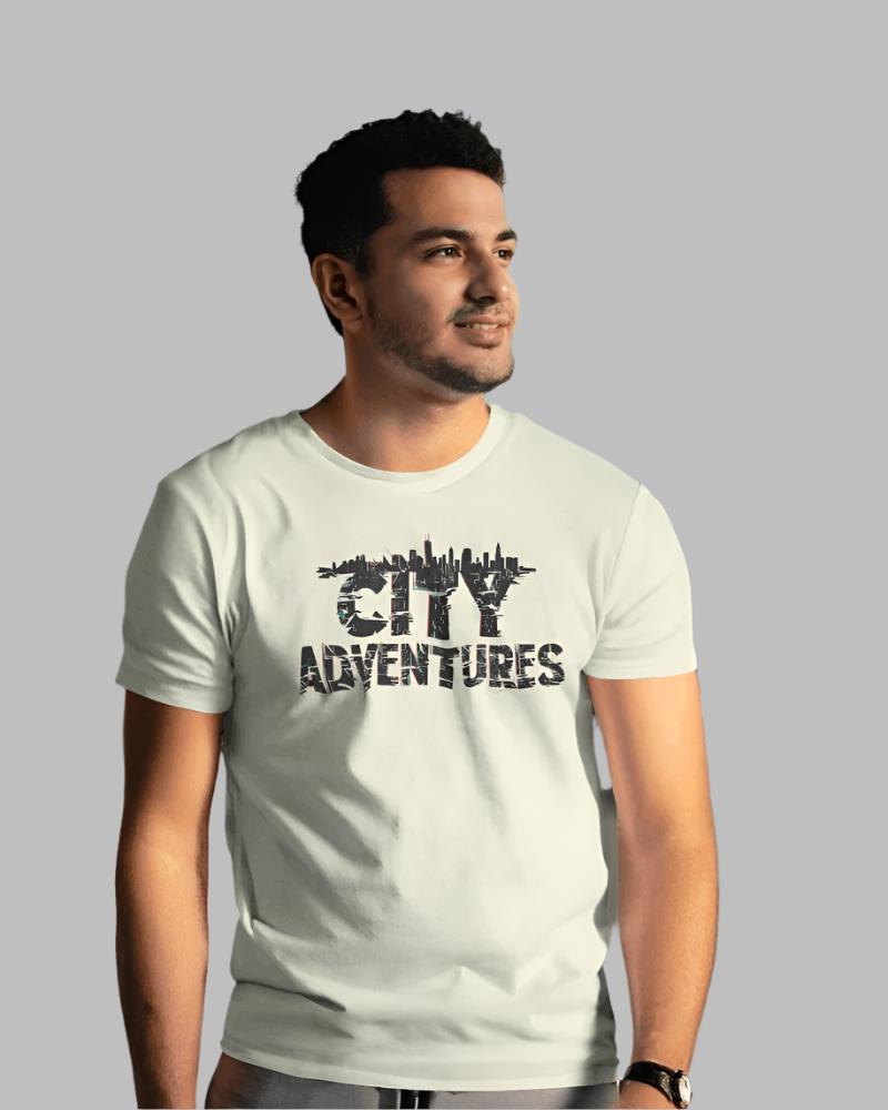 Men's City Adventures beige colour T-shirt