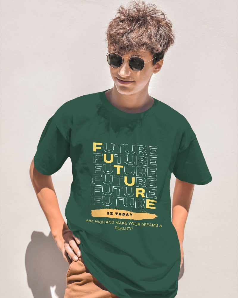 Men's Future is today Bottle Green Colour  T-shirt
