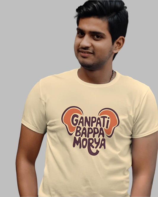 Men's Ganpati bappa Morya  Peach colour  tshirt