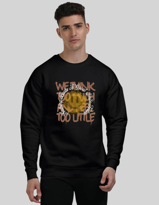 Men's Great smile black color oversized sweatshirt