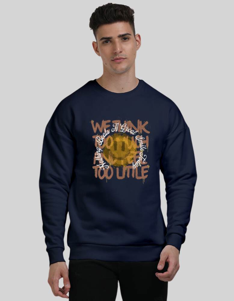 Men's  Great smile blue colour  oversized sweatshirt 