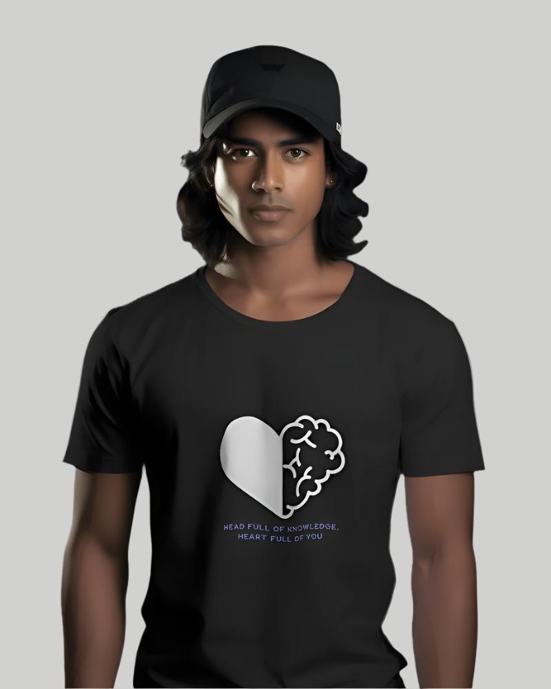 Men's Head heart Black Colour t-shirt