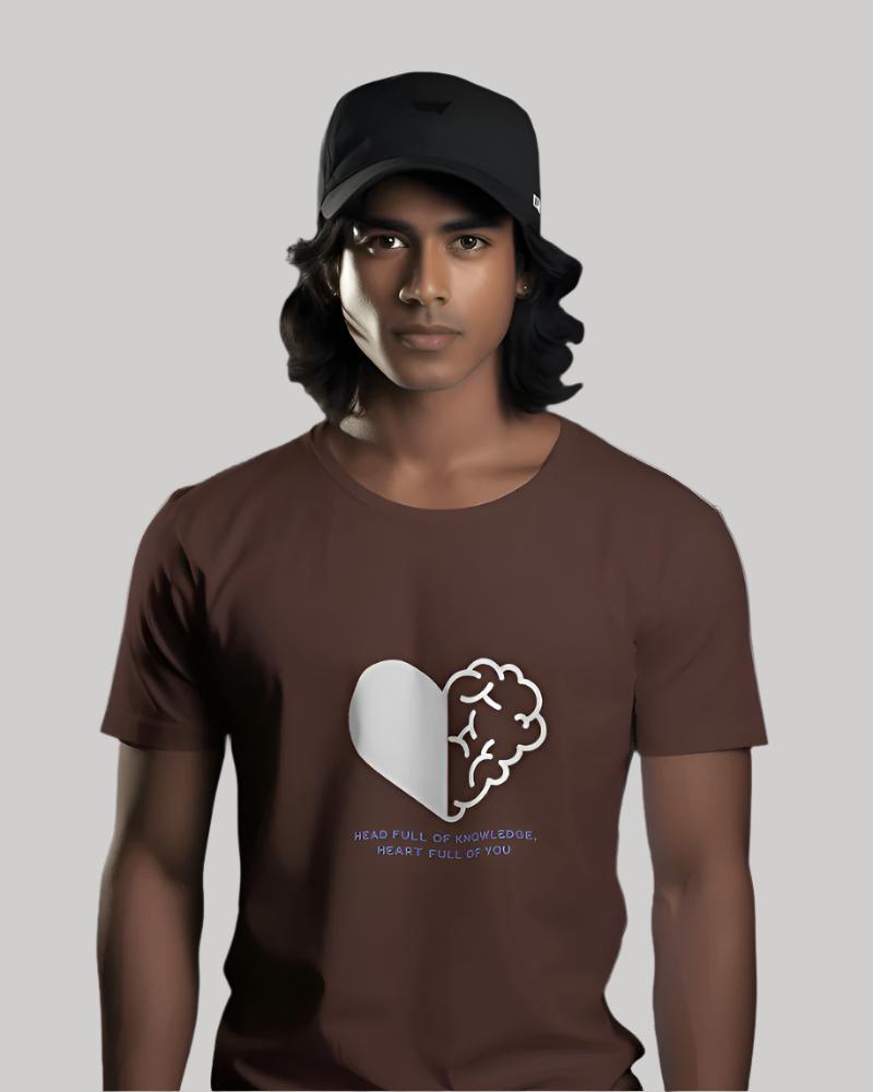 Men's Head heart Brown Colour t-shirt