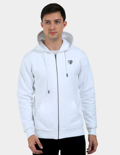 Men's Let Your Heart Sing white colour Zipper Hoodie front