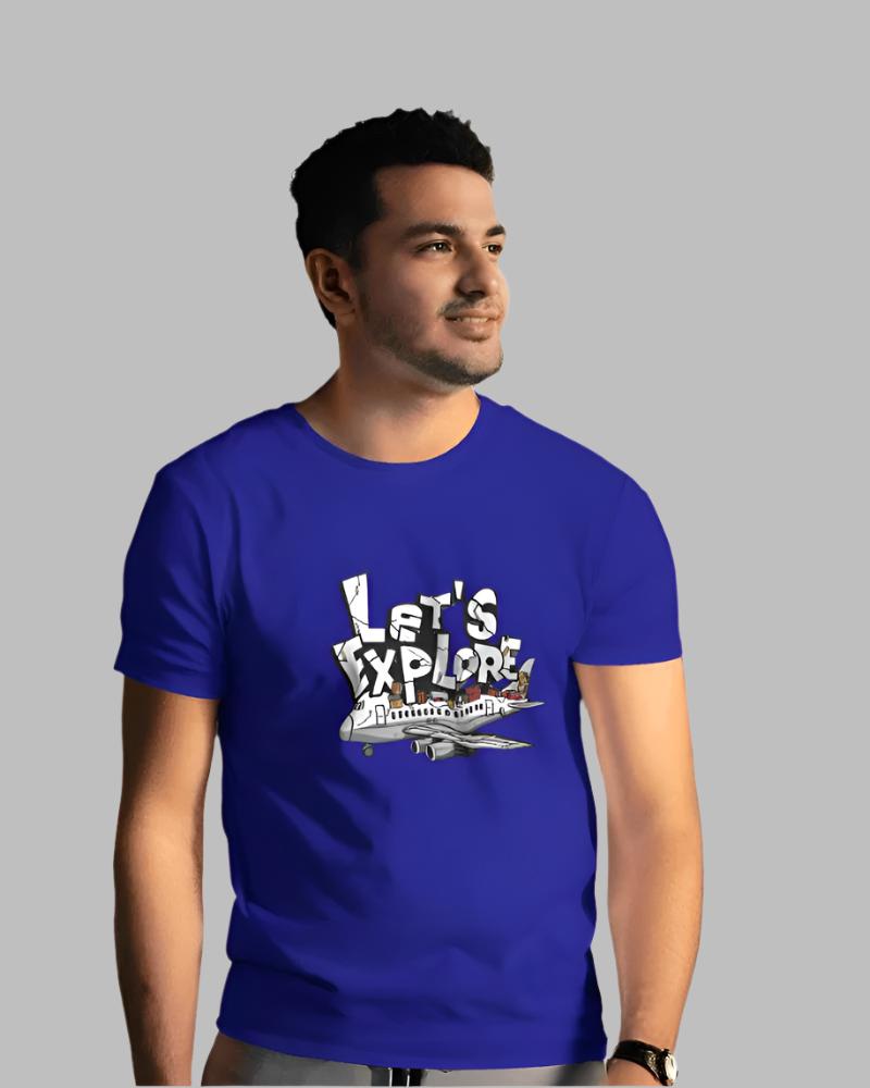 Men's Lets_Explore_blue Colour T-shirt