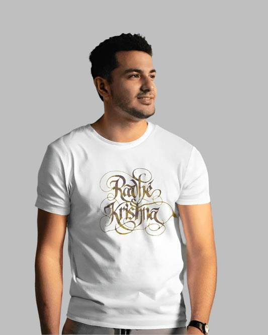 Men's Radhe krishna white colour T-shirt