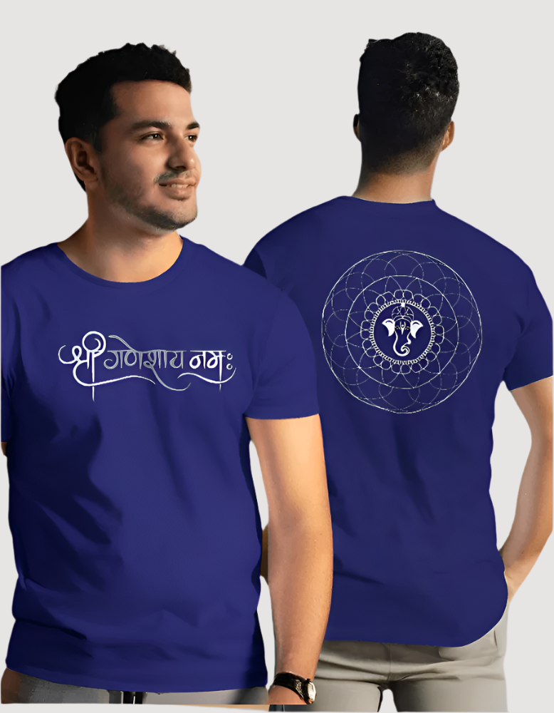 Men's Shree Ganeshaya namah Navy Blue colour tshirt 