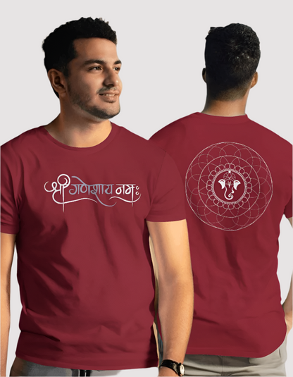 Men's Shree Ganeshaya namah maroon  colour tshirt 