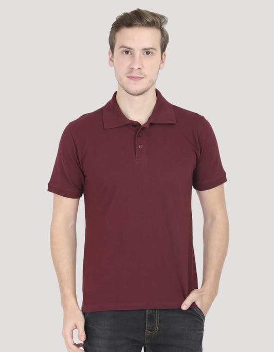 Men's Solid Maroon colour Polo T-shirt