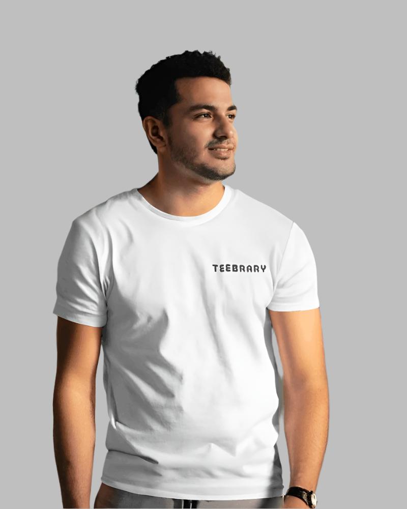 Men's Teebrary White Colour T-shirt front