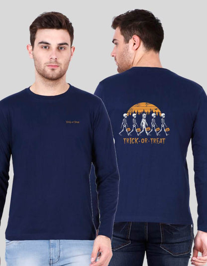 Men's Trick or Treat Navy  blue colour Full sleeve T-shirt