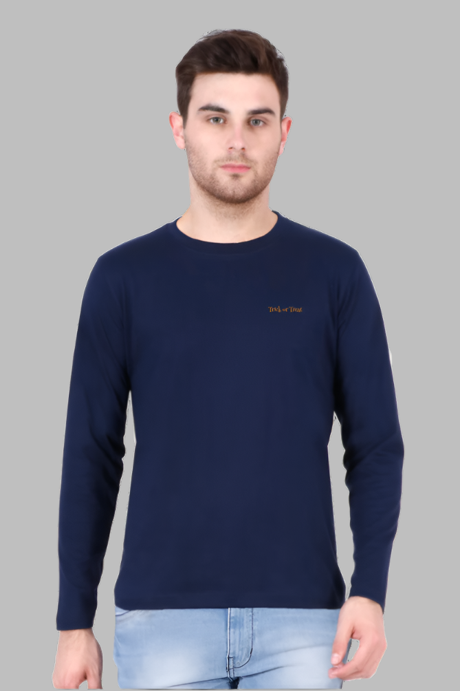 Men's Trick or Treat  blue colour front Full sleeve T-shirt