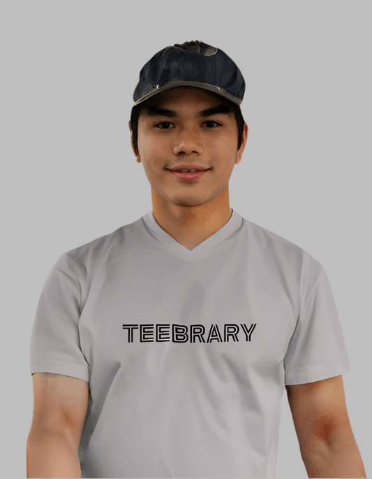 Men's Teebrary Vneck Grey  colour tshirt