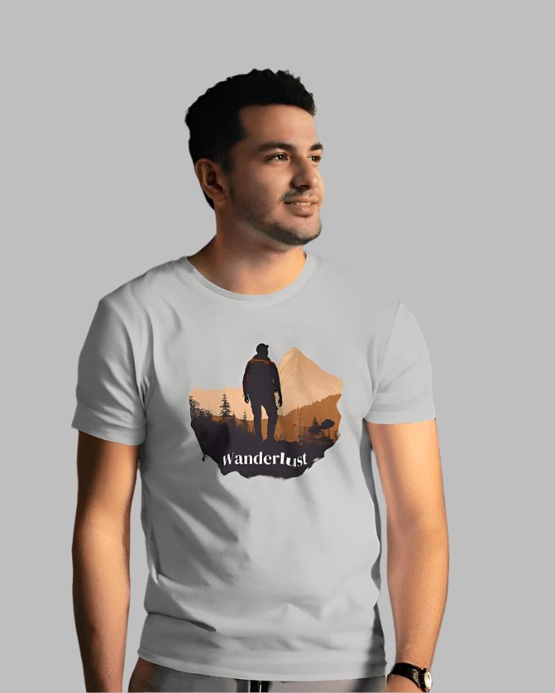 Men's Wanderlust Grey Colour  T-shirt