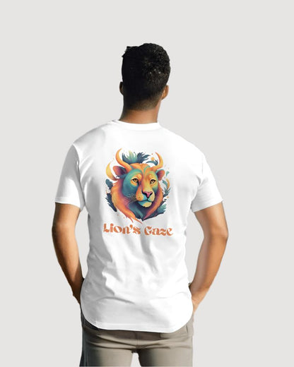 Men's lion Gaze White Colour T-shirt