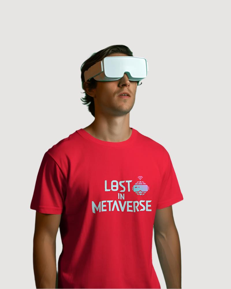 Men's lost in metaverse Red colour t-shirt