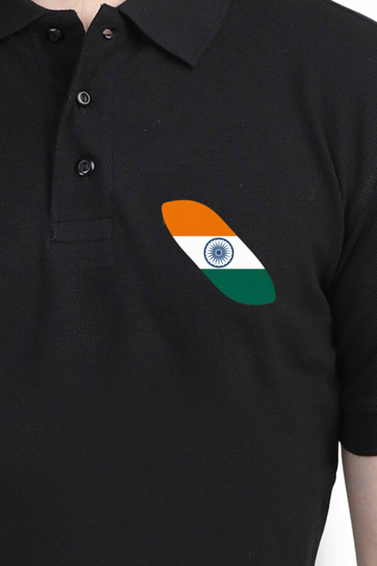 Men's Indian flag polo t-shirt black colour