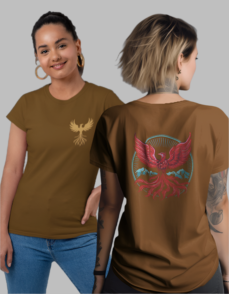 Women's Phoenix Rising Coffee Brown  colour T-shirt