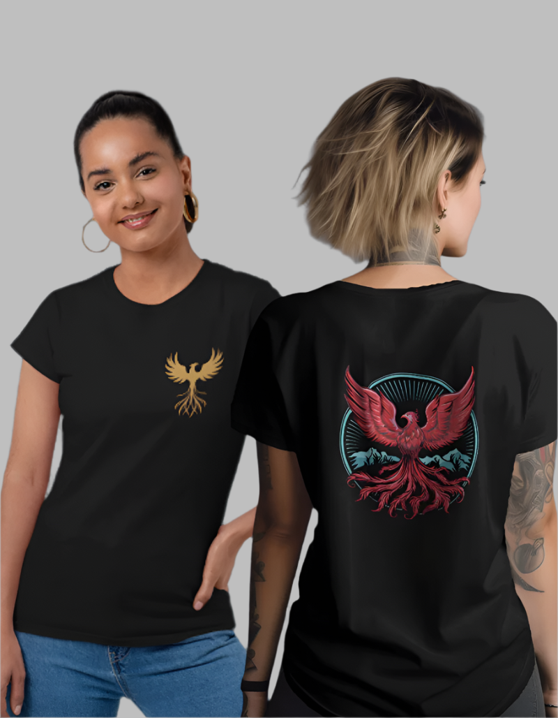 Women's Phoenix Rising Black colour T-shirt