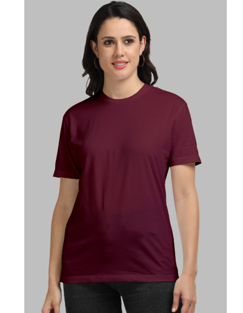 Women's Solid supima cotton t-shirt maroon colour