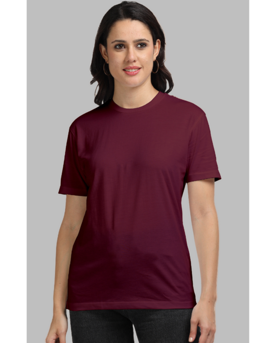 Women's Solid supima cotton t-shirt maroon colour