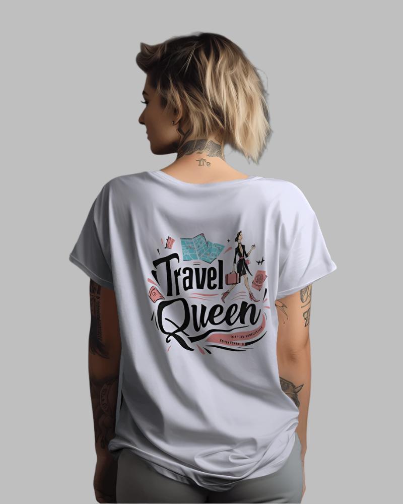 Women lavender colour Travel Queen Back design T-shirt