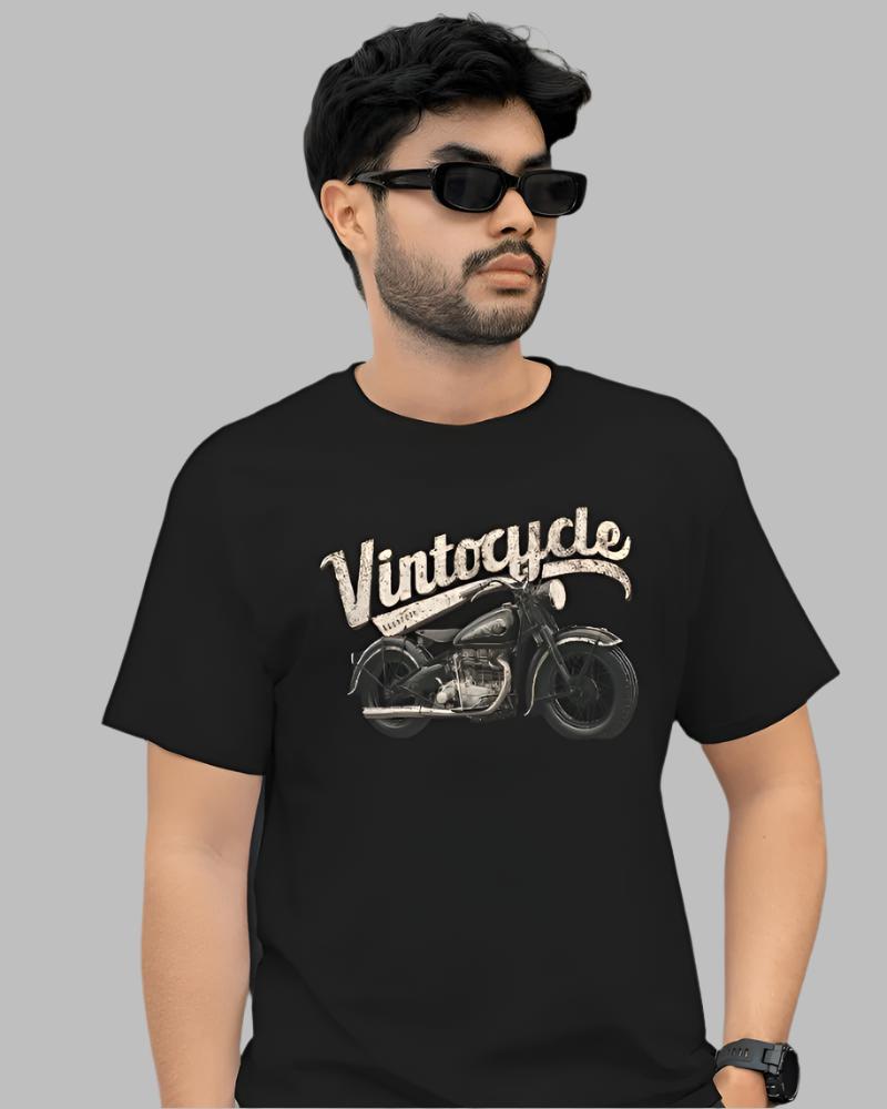 Mens Vintocycle Black Colour Graphic T-shirt