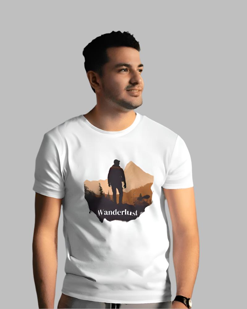 Men's Wanderlust White Colour  T-shirt