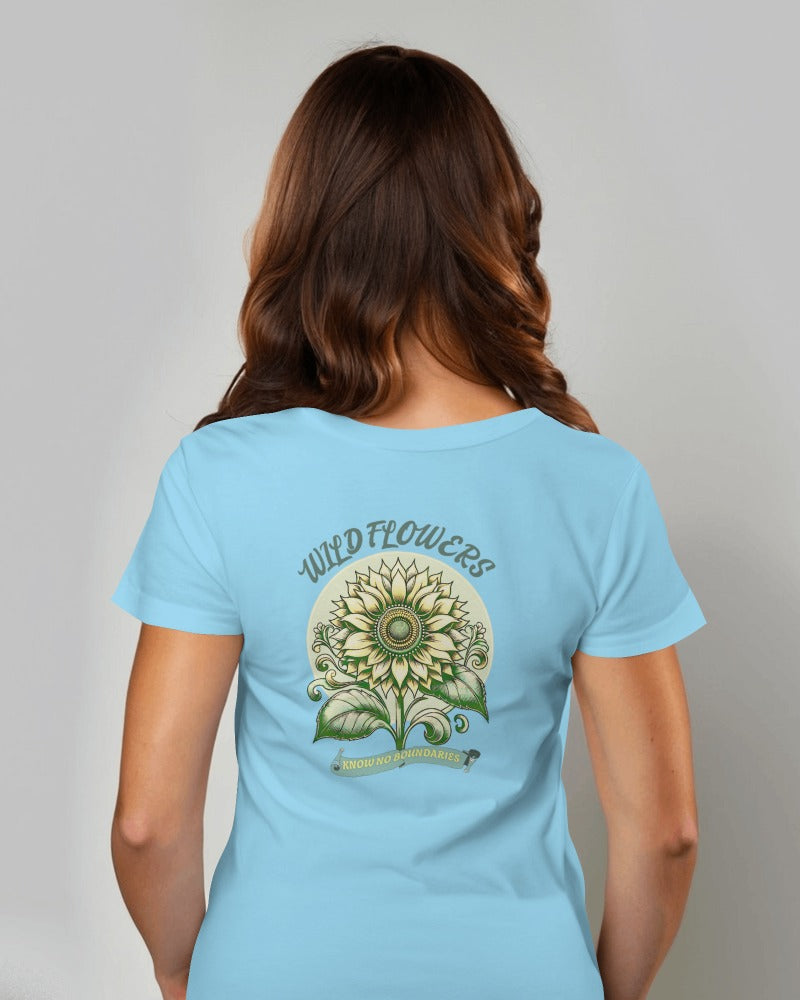 Women's Wild flowers Blue colour  t-shirt back 