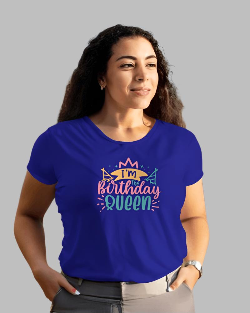 Women's Birthday queen Navy Blue colour tshirt