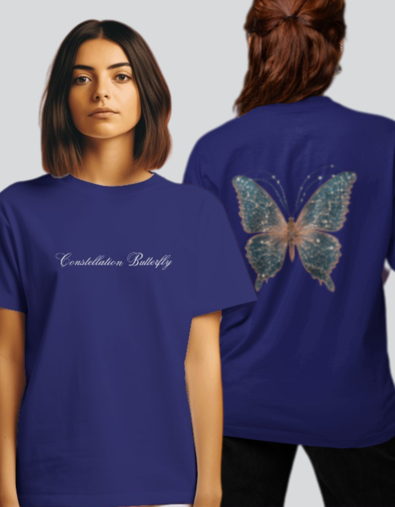 Women's Constellation Butterfly Navy Blue colour T-shirt