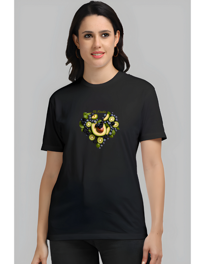 Women's Fit Foodies Black Colour T-shirt