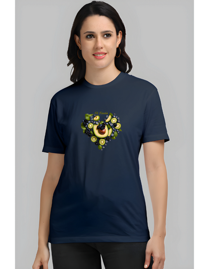 Women's Fit Foodies Navy Blue Colour T-shirt