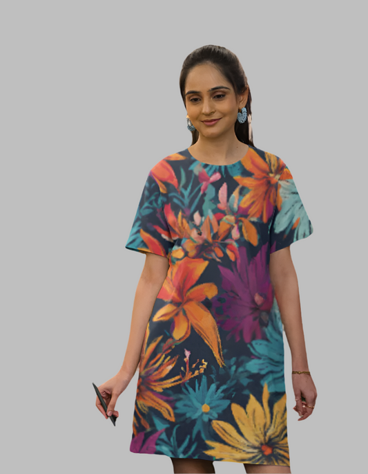 Women's Floral print T-shirt dress